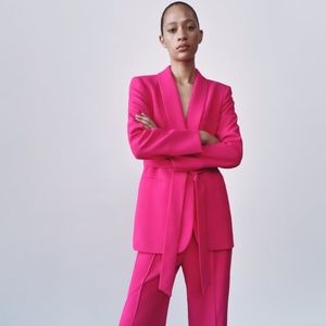 Zara Fuschia Belted Blazer